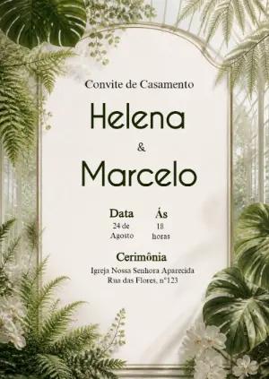 Convite de Casamento Botânico Rústico: Modelo Editável