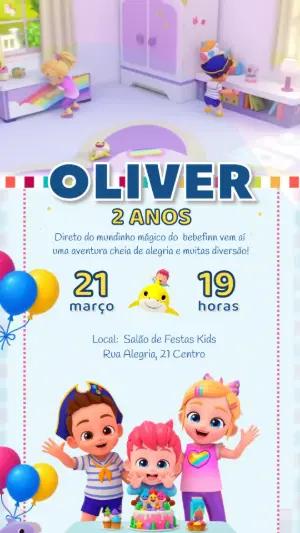 Vídeo Convite de Aniversário Bebefinn Editável