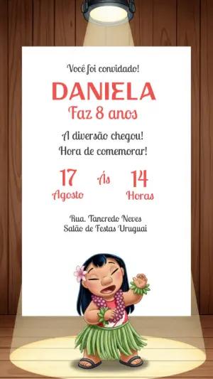 Convite de Aniversário Lilo & Stitch para Editar Online