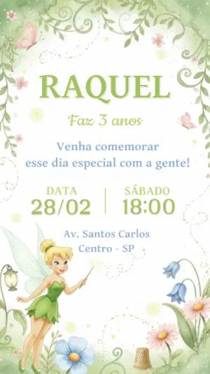 Convite de Aniversário Sininho Floresta Encantada para Editar