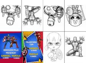 Mini Livro de Colorir Vingadores Duplo para Editar Online