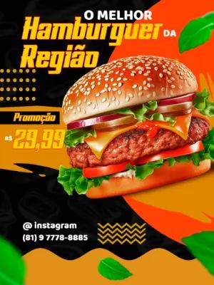 Post Editável de Hambúrguer para Promoção Online