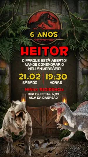 Convite de Aniversário Jurassic Park Aventura Editável