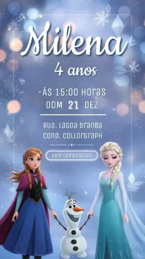 Convite de Aniversário Frozen com Elsa e Anna para Editar
