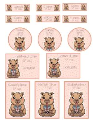 Kit Etiquetas Escolares Capivara Boba Editável para Imprimir