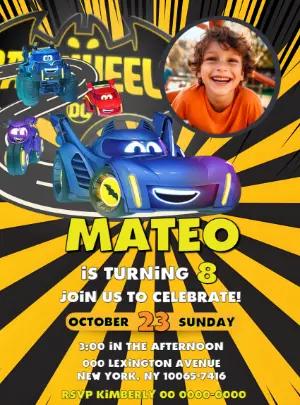 Action-Packed Batwheels Birthday Invitation | Editable Template