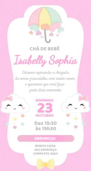 Convite Chá de Bebê Chuva de Amor Menina Editável