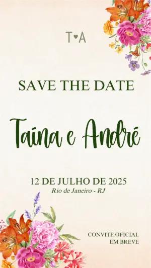 Save the Date Casamento Floral Delicado para Editar Online