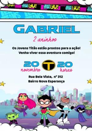 Convite de Aniversário Jovens Titãs para Editar Online