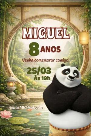 Convite de Aniversário Kung Fu Panda Editável