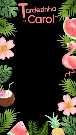 Moldura para StoriesTardezinha Tropical com Flamingo para Editar