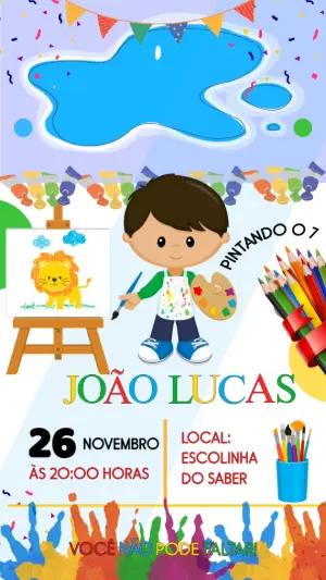 Convite Animado Aniversário Pintando o 7 para Editar Online