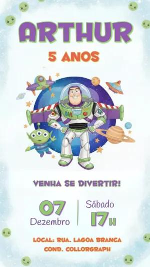 Convite de Aniversário Toy Story Buzz Lightyear para editar