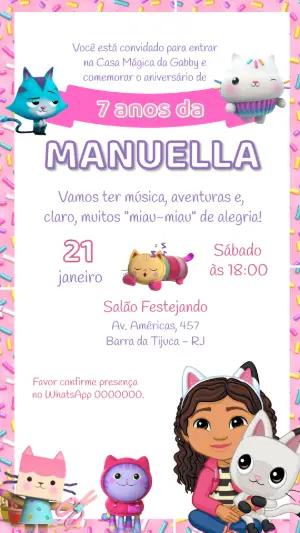 Convite de Aniversário Casa Mágica da Gabby Colorido para Editar