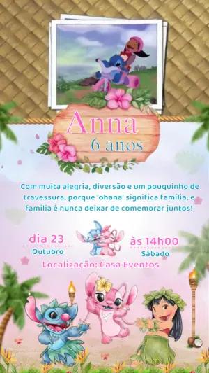 Vídeo Convite de Aniversário Stitch e Angel Editável