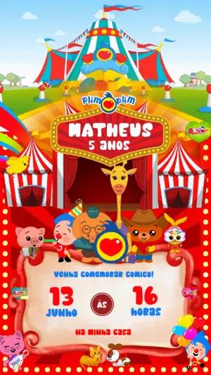 Convite Animado Aniversário Circo Plim Plim para Editar
