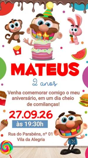Convite de Aniversário José Comilão Digital para Editar