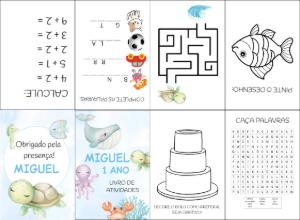 Livro de Atividades Fundo do Mar Editável para Aniversário