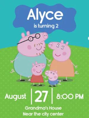 Peppa Pig Birthday Invitation Editable Template