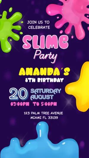 Editable Slime Party Birthday Invitation | Colorful Template