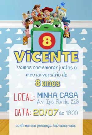 Convite de Aniversário Toy Story com Woody para Editar Online
