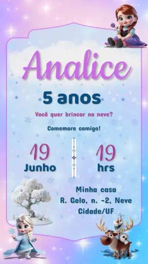 Convite de Aniversário Frozen Baby Digital para Editar