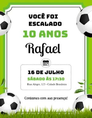 Convite de Aniversário Futebol Editável para Imprimir