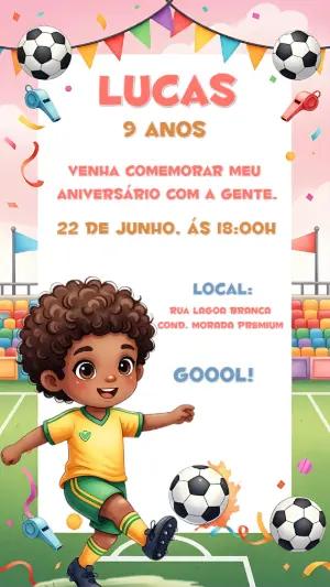 Convite de Aniversário Futebol Menino para Editar Online