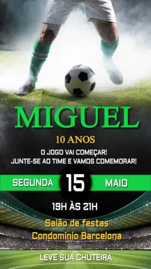 Convite de Aniversário Futebol Masculino para Editar Online