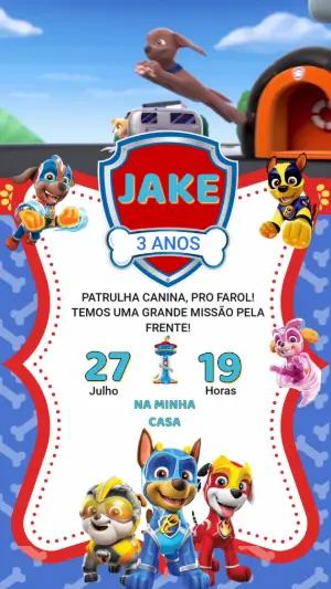 Convite Animado Patrulha Canina Mighty Pups para Editar