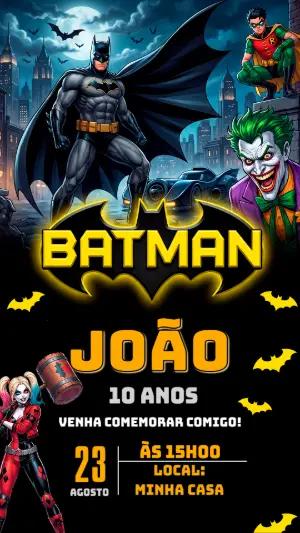 Convite de Aniversário Batman Estilo Quadrinhos para Editar