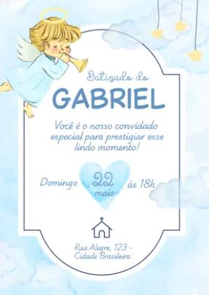 Convite Batizado Anjinho Azul Editável para Menino