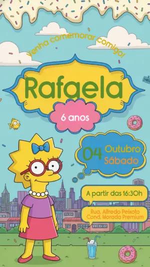 Convite Digital Aniversário Infantil Lisa Simpsons para Editar