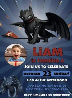 Toothless Dragon Party Invitation - Editable Digital Template