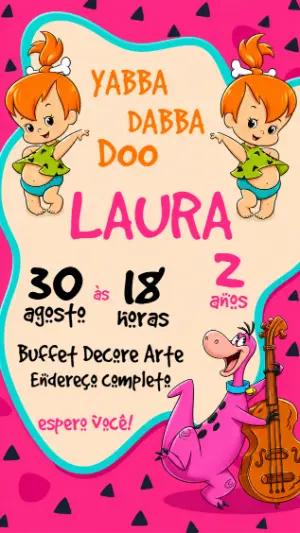 Convite Infantil Tema Pedrita Flintstones para Editar