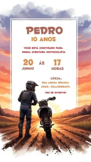 Convite de Aniversário Motocross para Editar Online