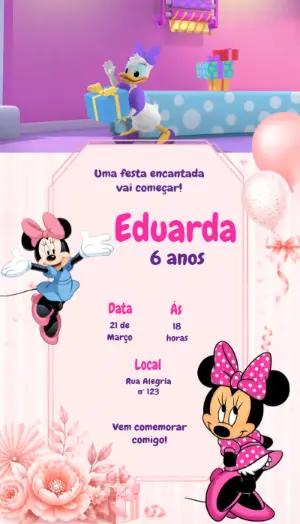 Convite em Vídeo de Aniversário Minnie Mouse para Editar