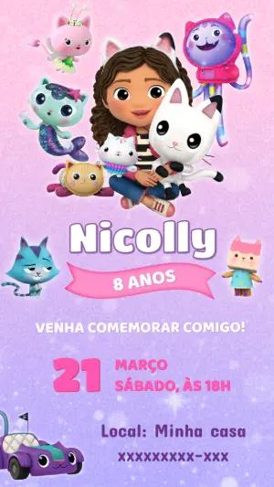 Convite de Aniversário A Casa Mágica da Gabby Editável