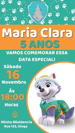 Convite de Aniversário Everest Patrulha Canina Editável