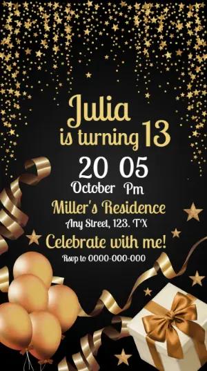 Golden Stars Birthday Invitation | Editable Digital Template