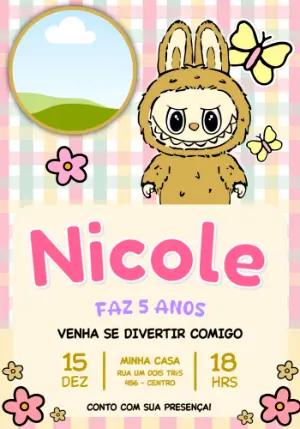 Convite Digital Aniversário Labubus para Editar