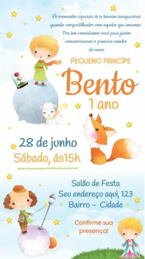 Convite Pequeno Príncipe Aquarela para Aniversário Editável