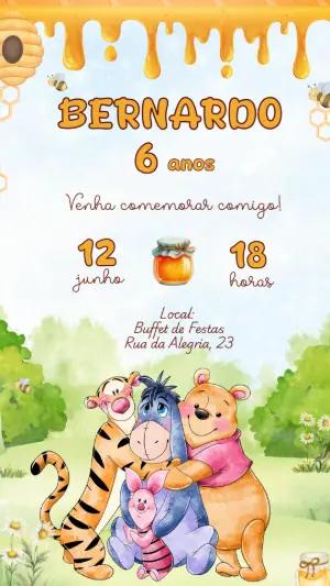 Vídeo Convite Animado Ursinho Pooh para Editar