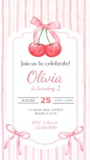 Cherry Sweet Birthday Invitation | Editable Digital Template