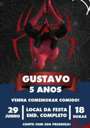 Convite Animado Aniversário Homem Aranha para Editar Online