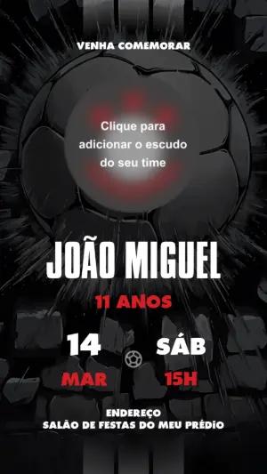 Convite de Aniversário Futebol para Editar com Escudo do Time