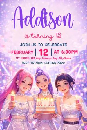 K-Pop Demon Hunter Birthday Invitation | Editable Digital Template