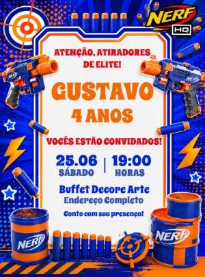 Convite de Aniversário Nerf Editável