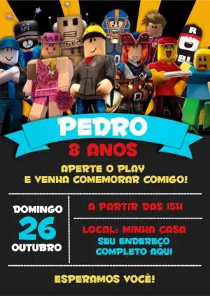 Convite de Aniversário Roblox Estilo Game para Editar