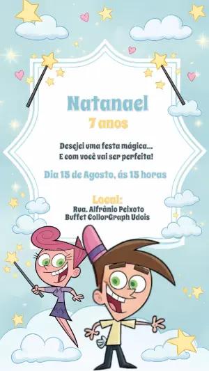 Convite Aniversário Padrinhos Mágicos para Editar Online